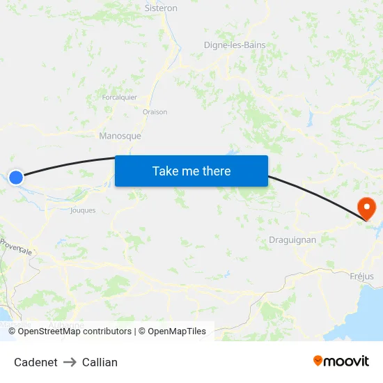 Cadenet to Callian map