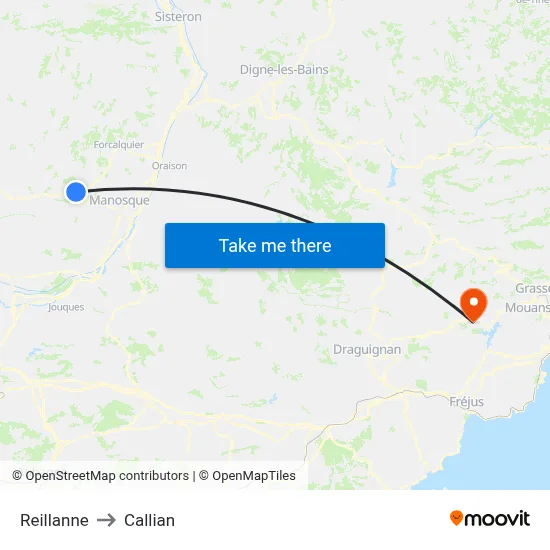 Reillanne to Callian map