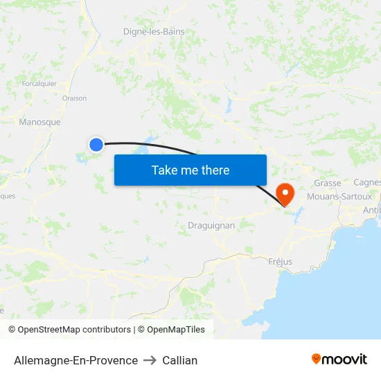 Allemagne-En-Provence to Callian map
