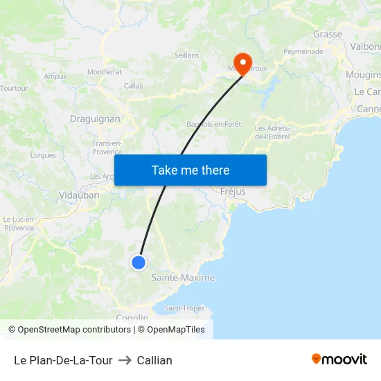 Le Plan-De-La-Tour to Callian map