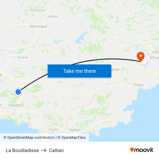 La Bouilladisse to Callian map