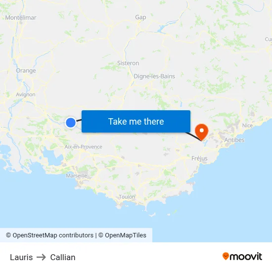 Lauris to Callian map