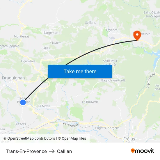 Trans-En-Provence to Callian map