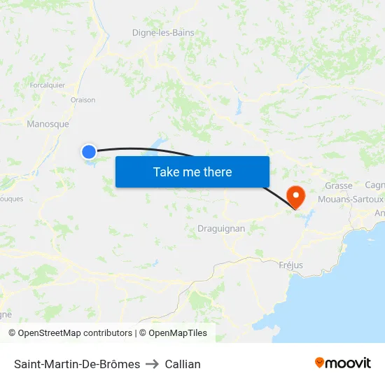 Saint-Martin-De-Brômes to Callian map