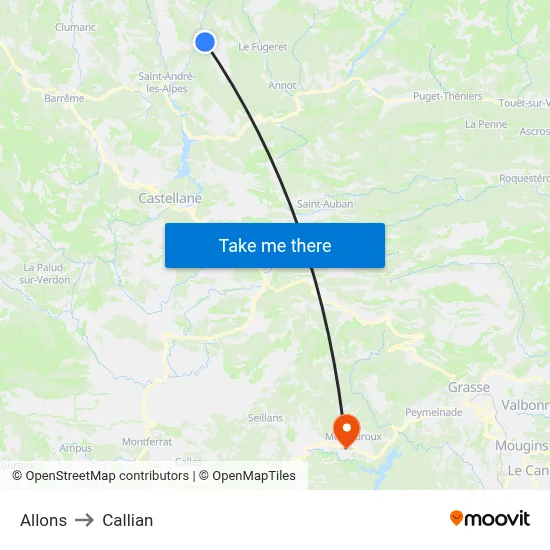 Allons to Callian map