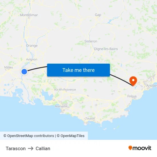 Tarascon to Callian map