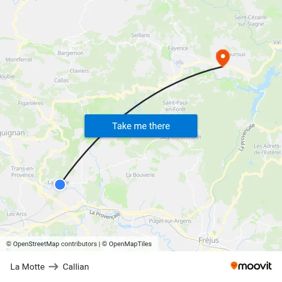 La Motte to Callian map