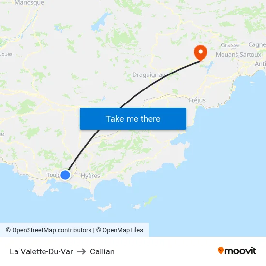 La Valette-Du-Var to Callian map