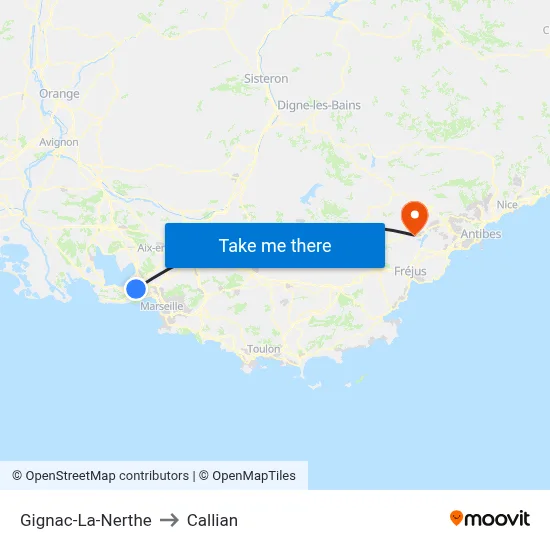 Gignac-La-Nerthe to Callian map