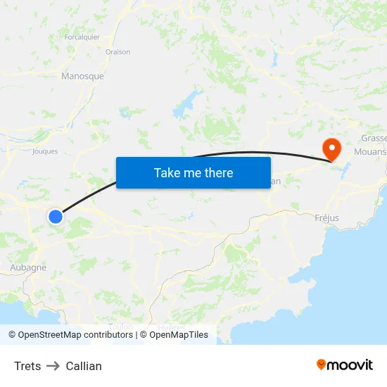 Trets to Callian map
