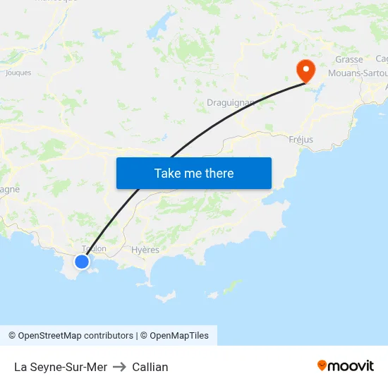 La Seyne-Sur-Mer to Callian map