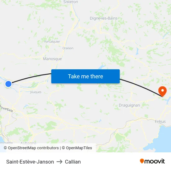 Saint-Estève-Janson to Callian map