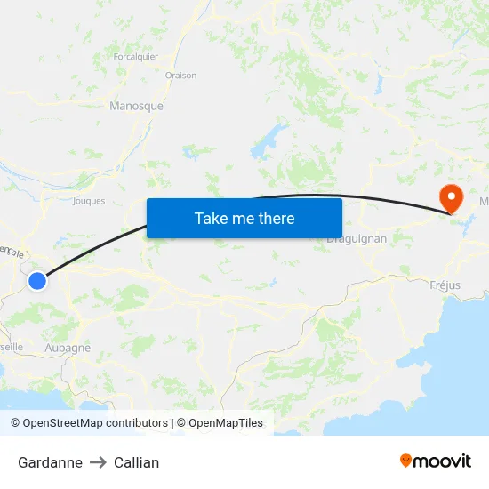 Gardanne to Callian map