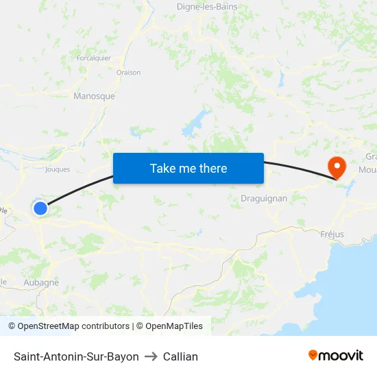 Saint-Antonin-Sur-Bayon to Callian map