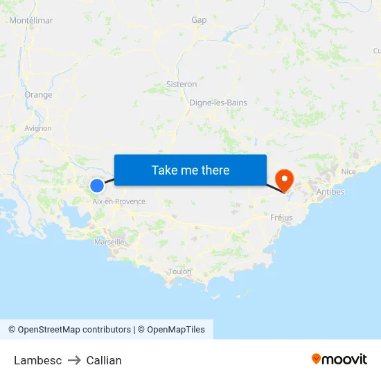 Lambesc to Callian map