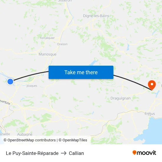 Le Puy-Sainte-Réparade to Callian map