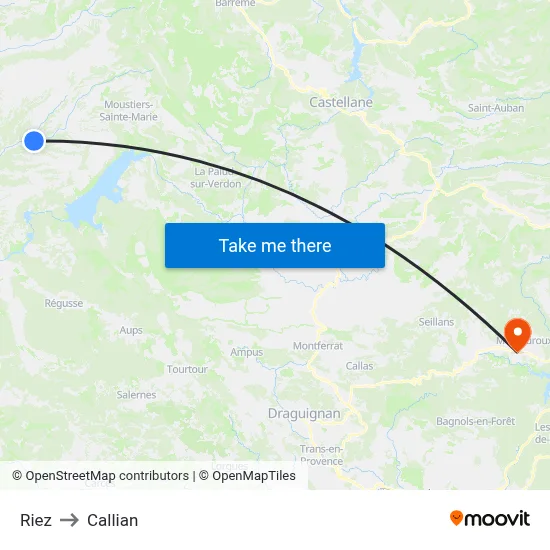 Riez to Callian map