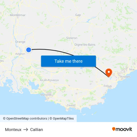 Monteux to Callian map
