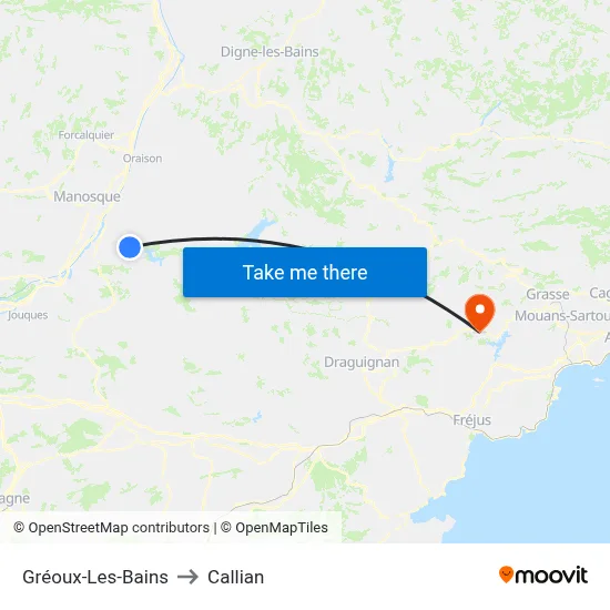 Gréoux-Les-Bains to Callian map