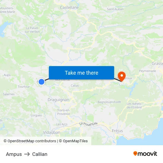 Ampus to Callian map