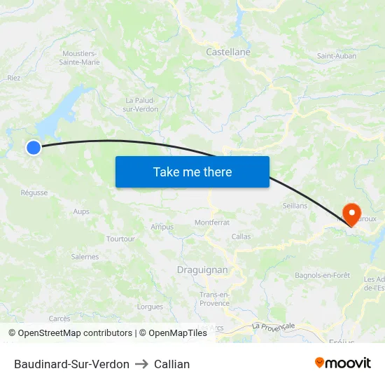 Baudinard-Sur-Verdon to Callian map