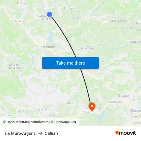 La Mure-Argens to Callian map