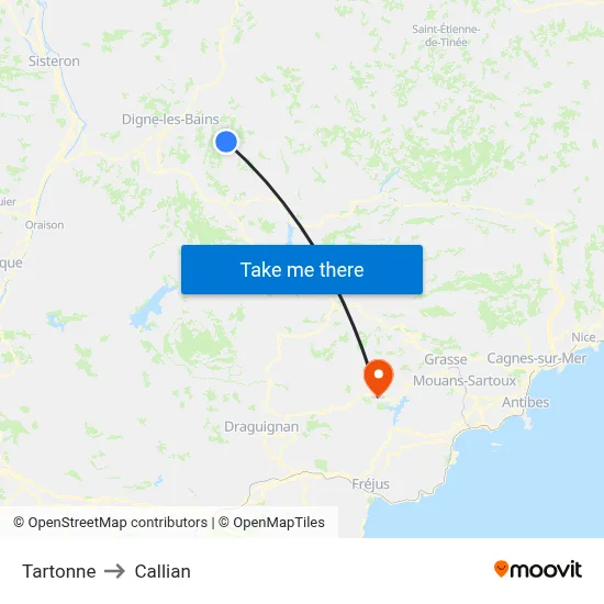 Tartonne to Callian map