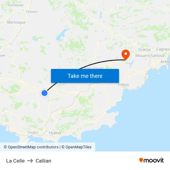 La Celle to Callian map