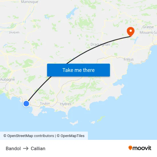 Bandol to Callian map