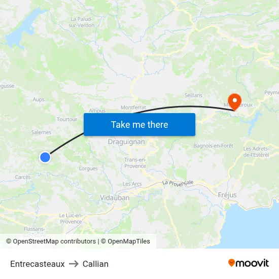 Entrecasteaux to Callian map