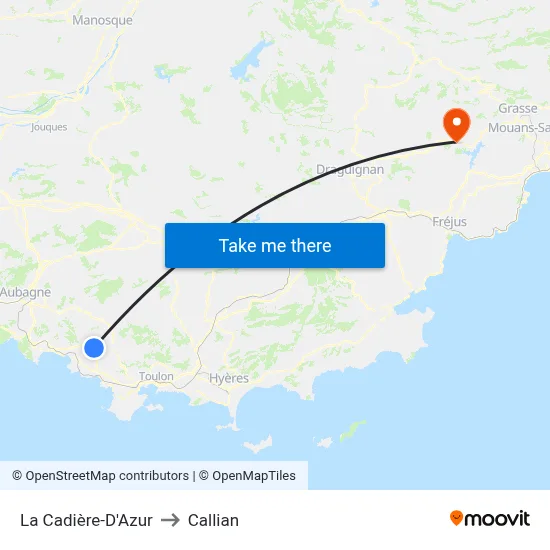 La Cadière-D'Azur to Callian map