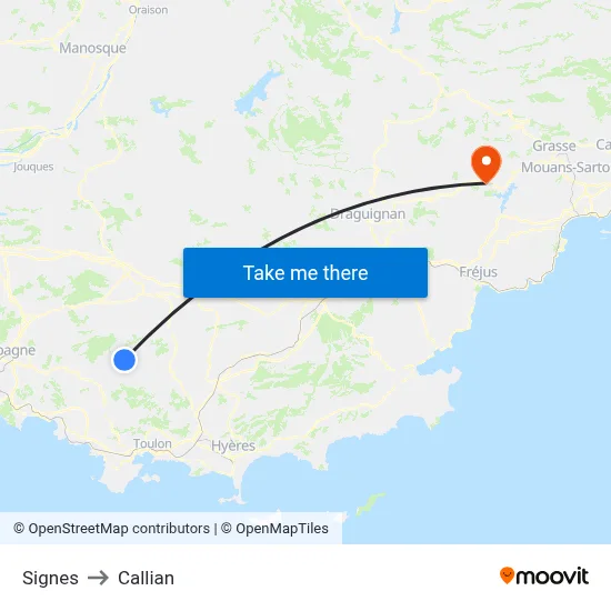 Signes to Callian map