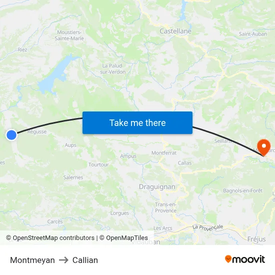 Montmeyan to Callian map