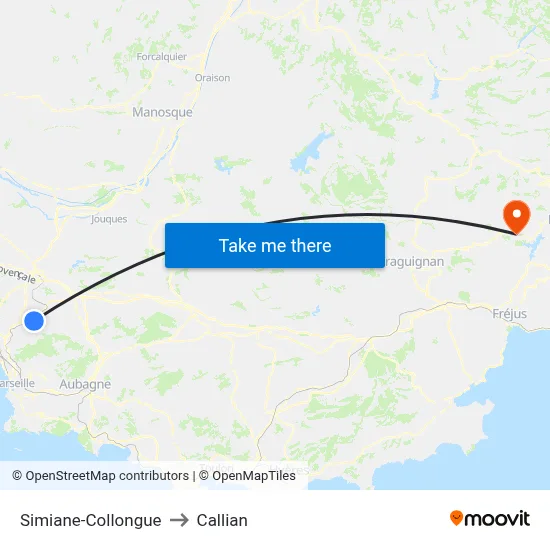 Simiane-Collongue to Callian map