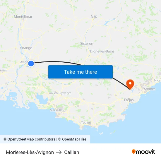 Morières-Lès-Avignon to Callian map