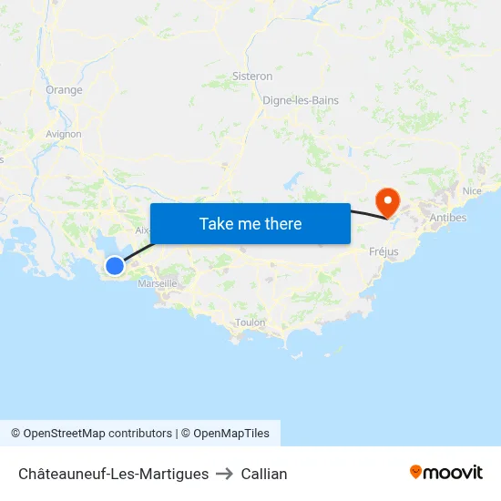 Châteauneuf-Les-Martigues to Callian map