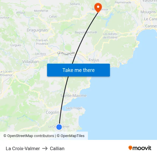 La Croix-Valmer to Callian map