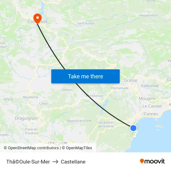 Thã©Oule-Sur-Mer to Castellane map