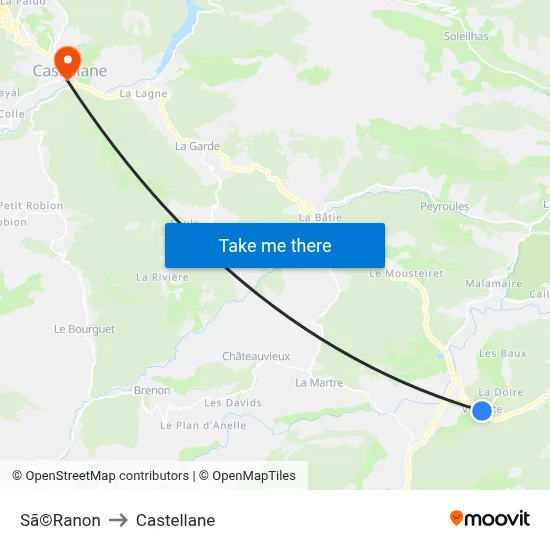 Sã©Ranon to Castellane map