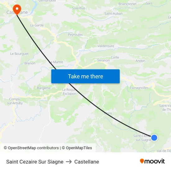 Saint Cezaire Sur Siagne to Castellane map