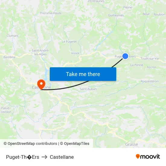 Puget-Th�Ers to Castellane map