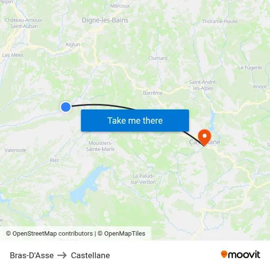 Bras-D'Asse to Castellane map