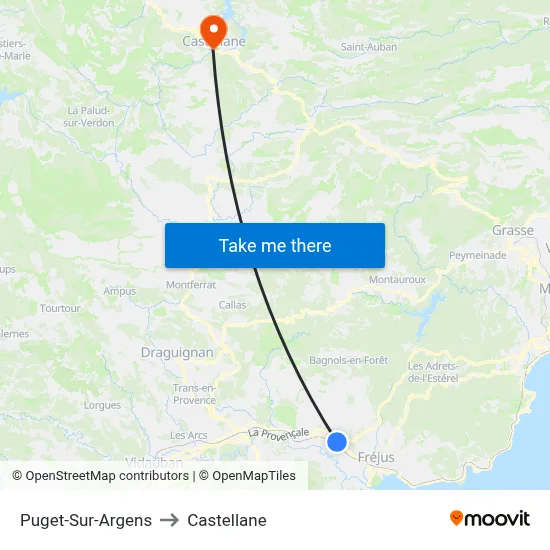 Puget-Sur-Argens to Castellane map