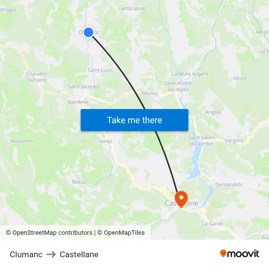 Clumanc to Castellane map