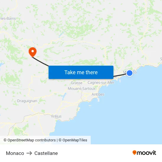Monaco to Castellane map