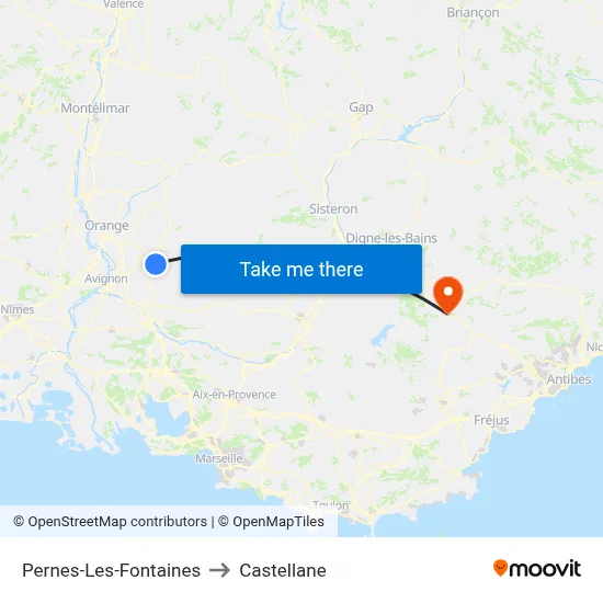 Pernes-Les-Fontaines to Castellane map