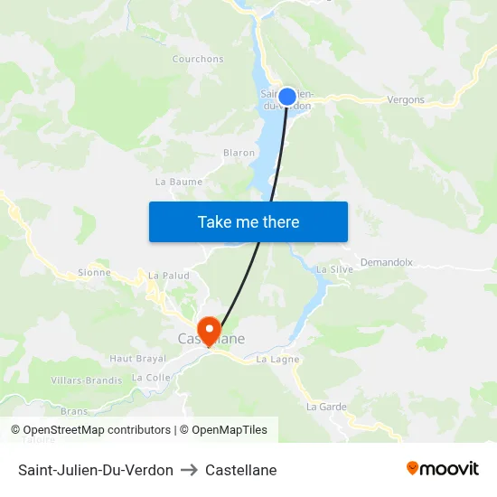 Saint-Julien-Du-Verdon to Castellane map