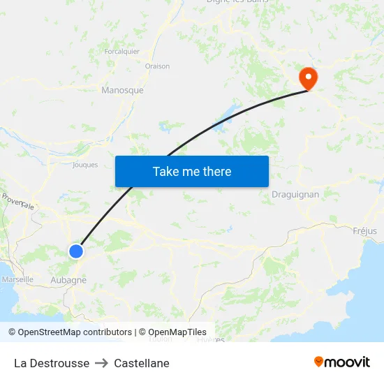 La Destrousse to Castellane map