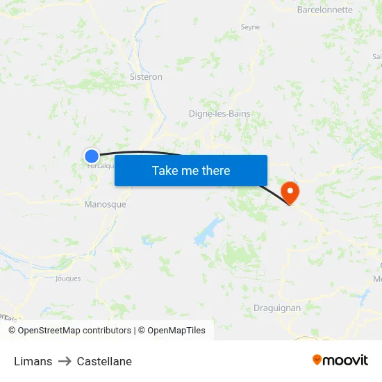 Limans to Castellane map
