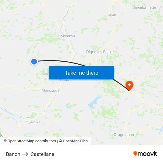 Banon to Castellane map